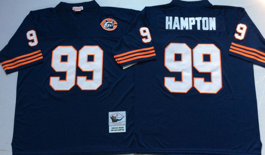 Men NFL Chicago Bears 99 Hampton blue style2 Mitchell Ness jerseys